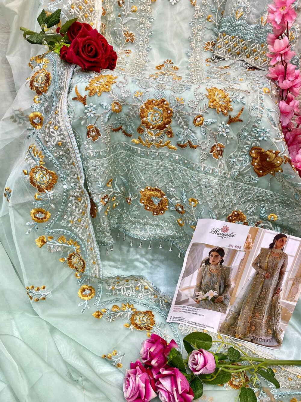 RAMSHA R-595 ORGANZA HEAVY EMBROIDERED PAKISTANI HEAVY SUITS ONLINE INDIA - Image 3