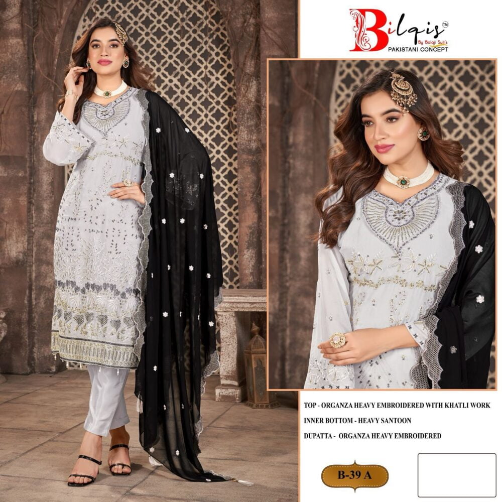 BILQIS HIT D.NO. B-39-A TO B-39-D SERIES HEAVY GEORGETTE PAKISTANI SINGLE DESIGNS ONLINE - Image 3