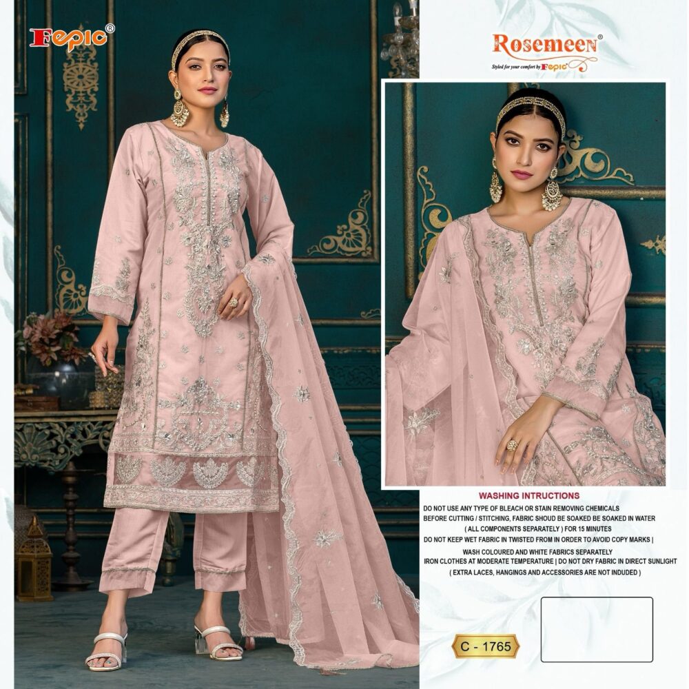 FEPIC ROSEMEEN C-1765 ORGANZA EMBROIDERED PAKISTANI SALWAR SUITS ONLINE