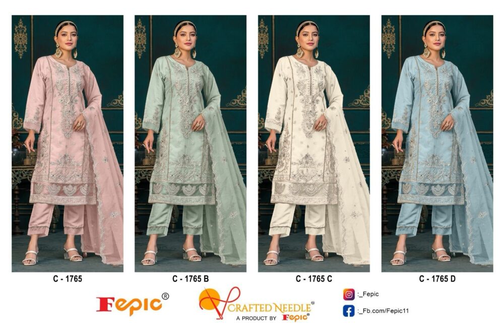 FEPIC ROSEMEEN C-1765 ORGANZA EMBROIDERED PAKISTANI SALWAR SUITS ONLINE - Image 5