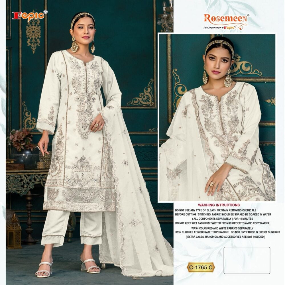 FEPIC ROSEMEEN C-1765 ORGANZA EMBROIDERED PAKISTANI SALWAR SUITS ONLINE - Image 4