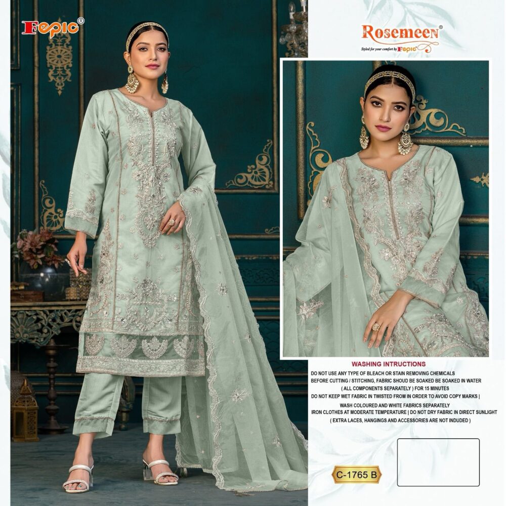 FEPIC ROSEMEEN C-1765 ORGANZA EMBROIDERED PAKISTANI SALWAR SUITS ONLINE - Image 2