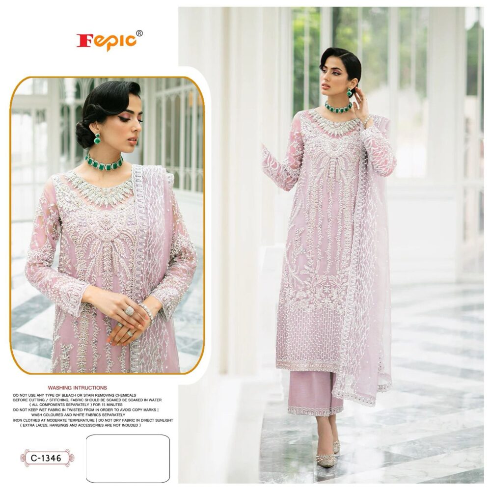 FEPIC C-1346 ROSEMEEN ORGANZA EMBROIDERY PAKISTANI SUITS ONLINE