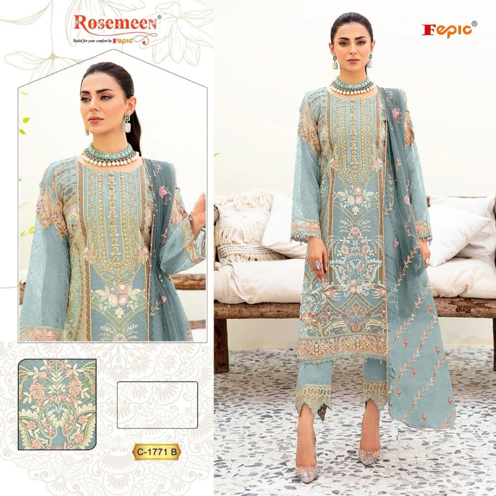 FEPIC ROSEMEEN C-1771 ORGANZA EMBROIDERED PAKISTANI SUITS ONLINE IN INDIA - Image 3