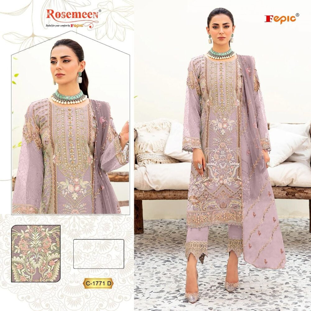 FEPIC ROSEMEEN C-1771 ORGANZA EMBROIDERED PAKISTANI SUITS ONLINE IN INDIA