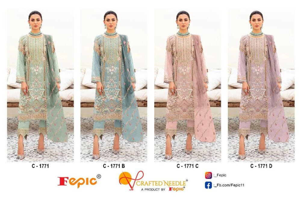 FEPIC ROSEMEEN C-1771 ORGANZA EMBROIDERED PAKISTANI SUITS ONLINE IN INDIA - Image 5