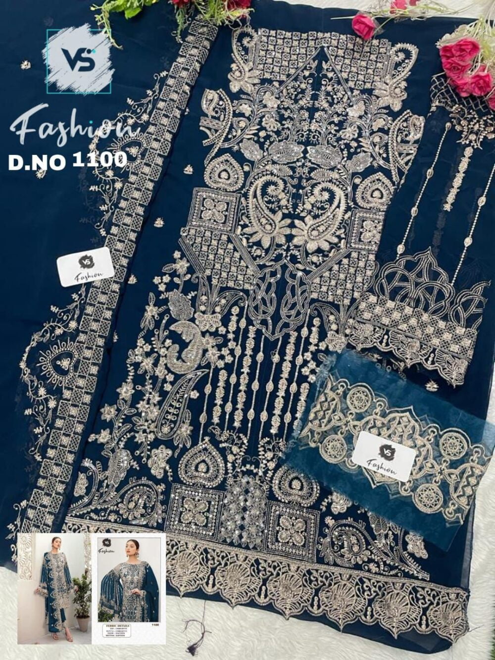 VS FASHION 1100 GEORGETTE HEAVY EMBROIDERED PAKISTANI SUITS ONLINE - Image 3