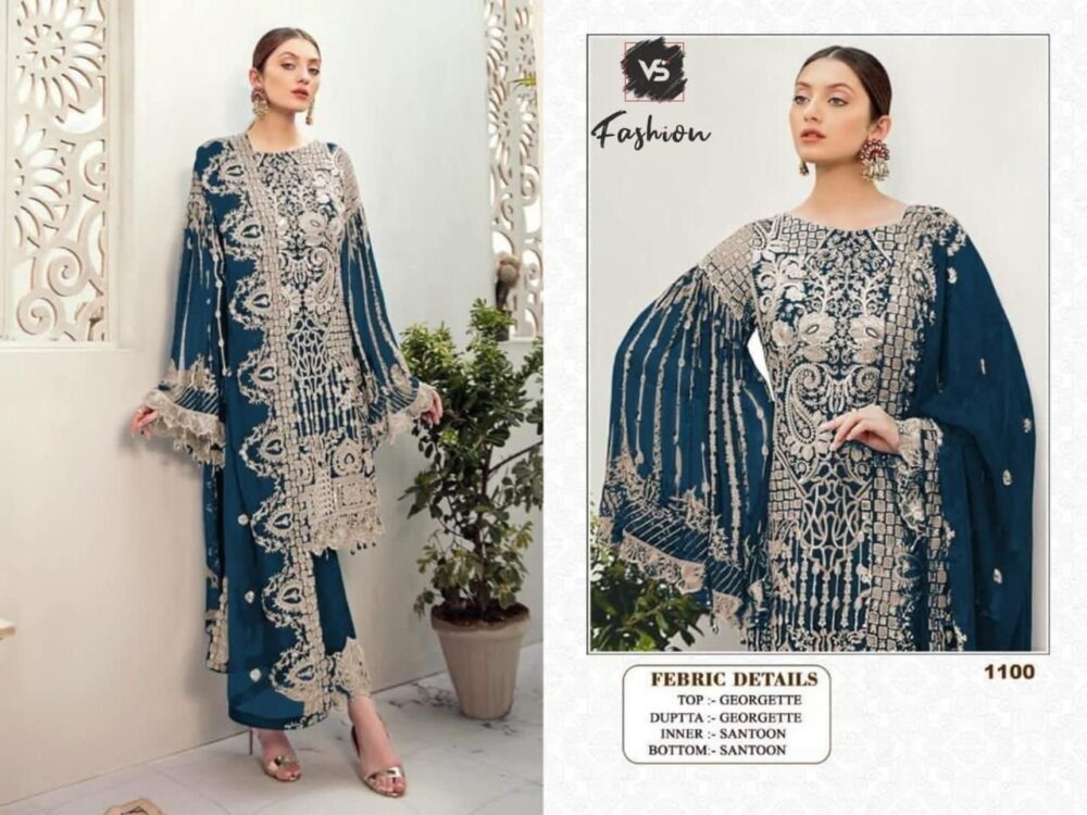 VS FASHION 1100 GEORGETTE HEAVY EMBROIDERED PAKISTANI SUITS ONLINE