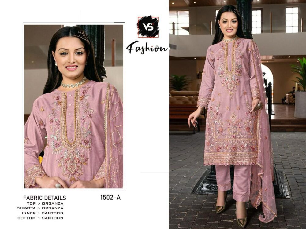 VS FASHION VS-1502 ORGANZA EMBROIDERED PAKISTANI SUITS ONLINE - Image 4