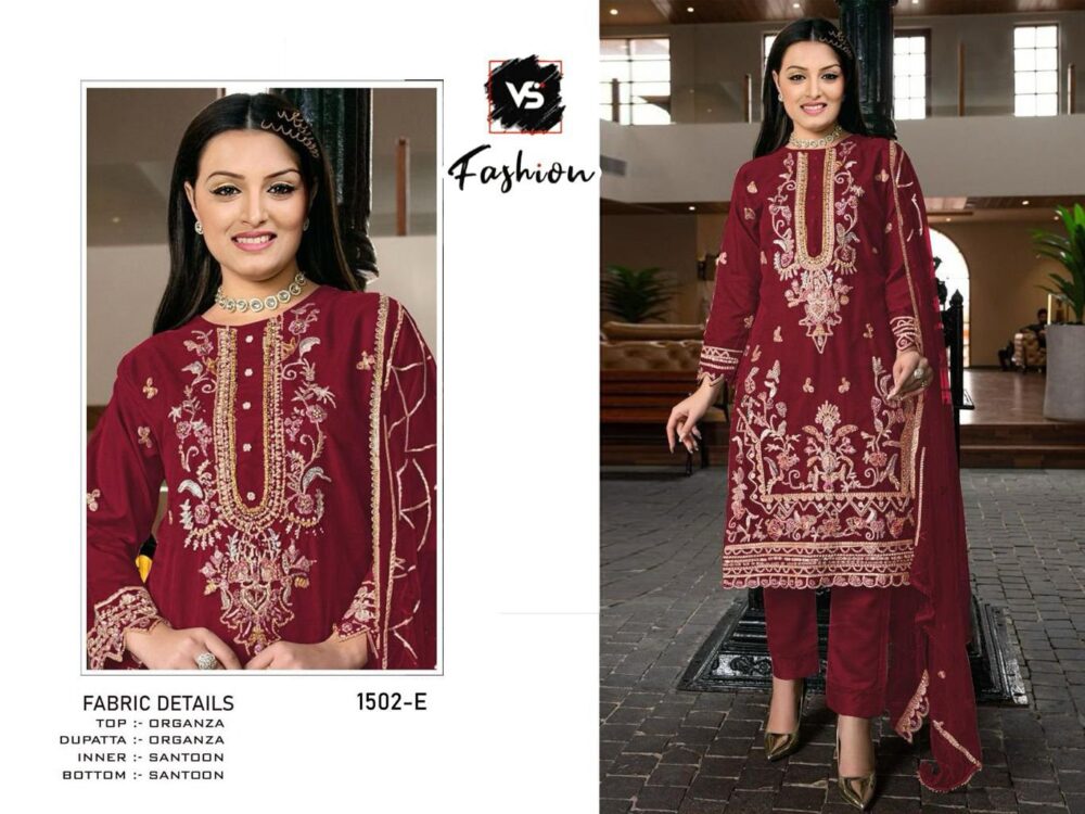 VS FASHION VS-1502 ORGANZA EMBROIDERED PAKISTANI SUITS ONLINE - Image 6