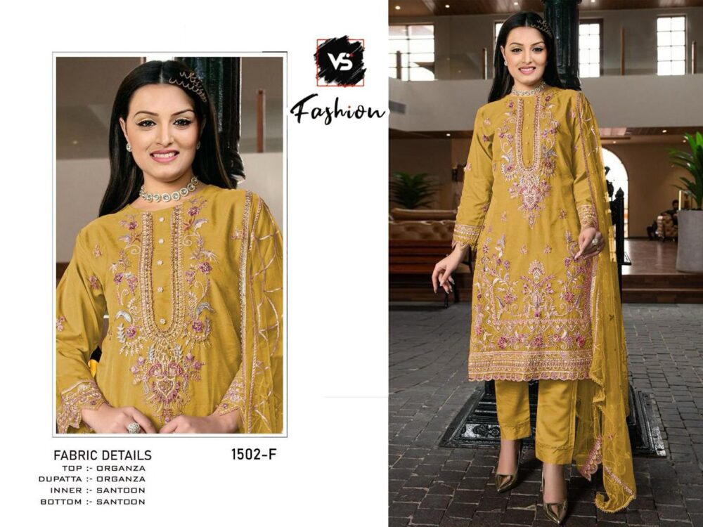 VS FASHION VS-1502 ORGANZA EMBROIDERED PAKISTANI SUITS ONLINE - Image 8