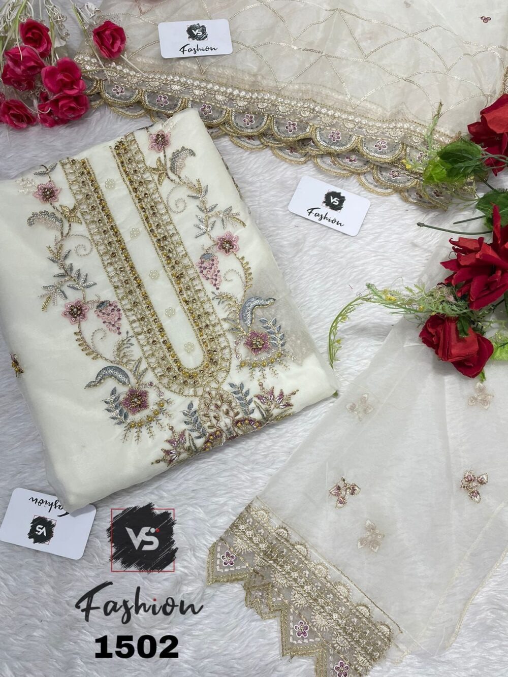 VS FASHION VS-1502 ORGANZA EMBROIDERED PAKISTANI SUITS ONLINE - Image 18