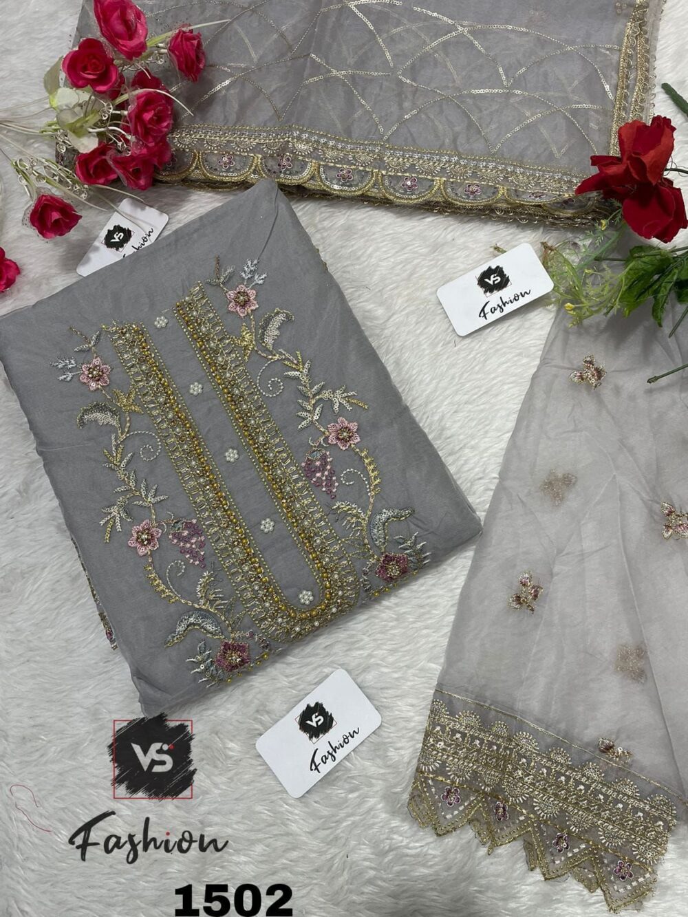 VS FASHION VS-1502 ORGANZA EMBROIDERED PAKISTANI SUITS ONLINE - Image 16
