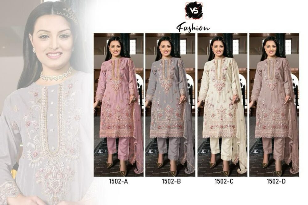 VS FASHION VS-1502 ORGANZA EMBROIDERED PAKISTANI SUITS ONLINE - Image 10