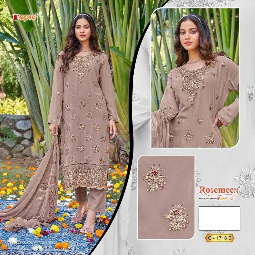FEPIC ROSEMEEN C-1718 GEORGETTE EMBROIDERED PAKISTANI SUITS ONLINE - Image 2