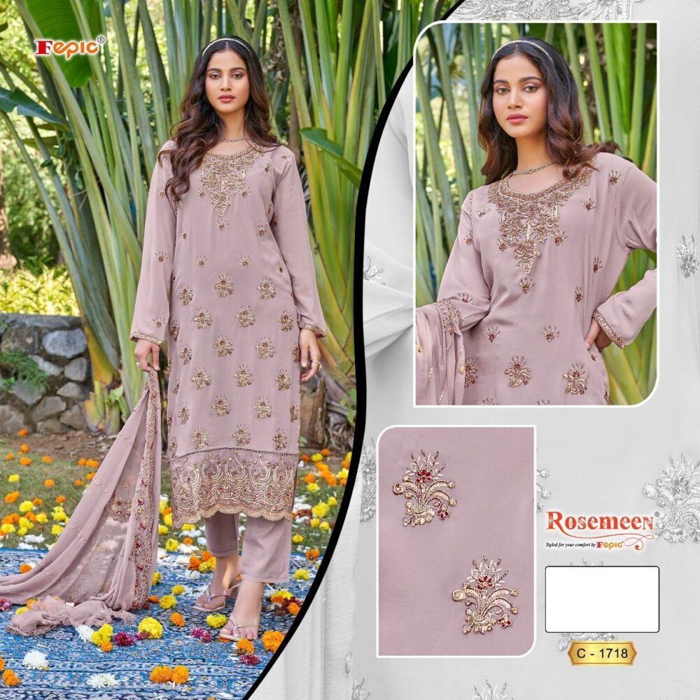 FEPIC ROSEMEEN C-1718 GEORGETTE EMBROIDERED PAKISTANI SUITS ONLINE - Image 4