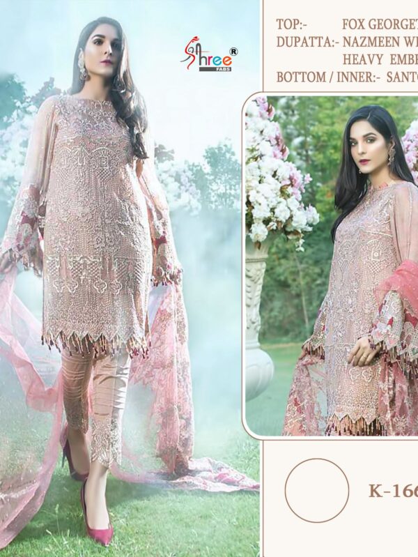 Shree fab©️present ❤️ code k. 1666 semi stitched🩷 Fox blooming very heavy embroidered very beautiful Rust colour semi stitched outfit with heavy handwork ❤️ unstitched santoon inner and bottoms Najmeen embrdroidered border dupatta 😍 ready stock 1220/-