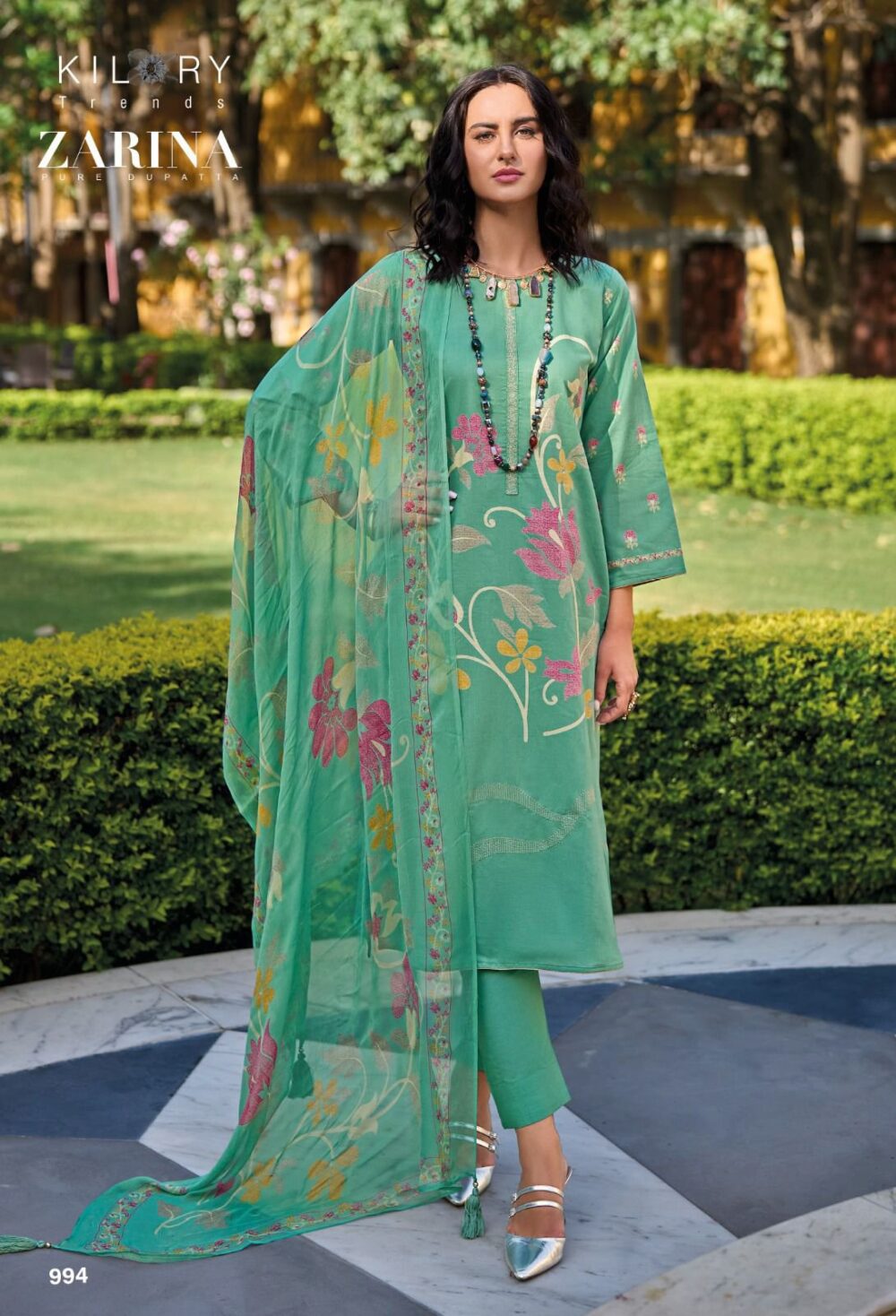 KILORY TRENDZ ZARINA PURE LAWN COTTON EMBROIDERED WORK DESIGNER BRANDED SALWAR KAMEEZ ONLINE - Image 17