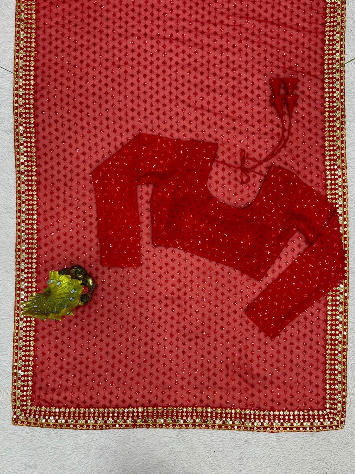 KD 427 FAUX GEORGETTE RED COLOR DESIGNER PARTY WEAR SAREES ONLINE - Image 9