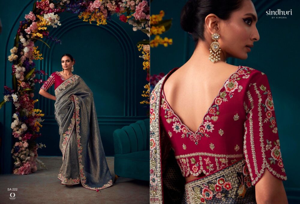 KIMORA TYOHAR SA-215 TO SA-225 SERIES PURE BANARASI KANJIVARAM WEDDING AND PARTY WEAR DESIGNER SAREES ONLINE - Image 8