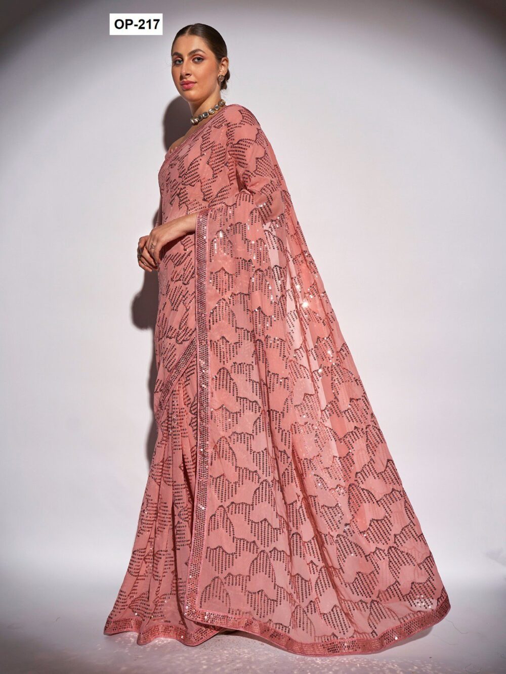LAXMINAM D.NO. OP-217 GEORGETTE DESIGNER PARTY WEAR SAREES ONLINE - Image 3