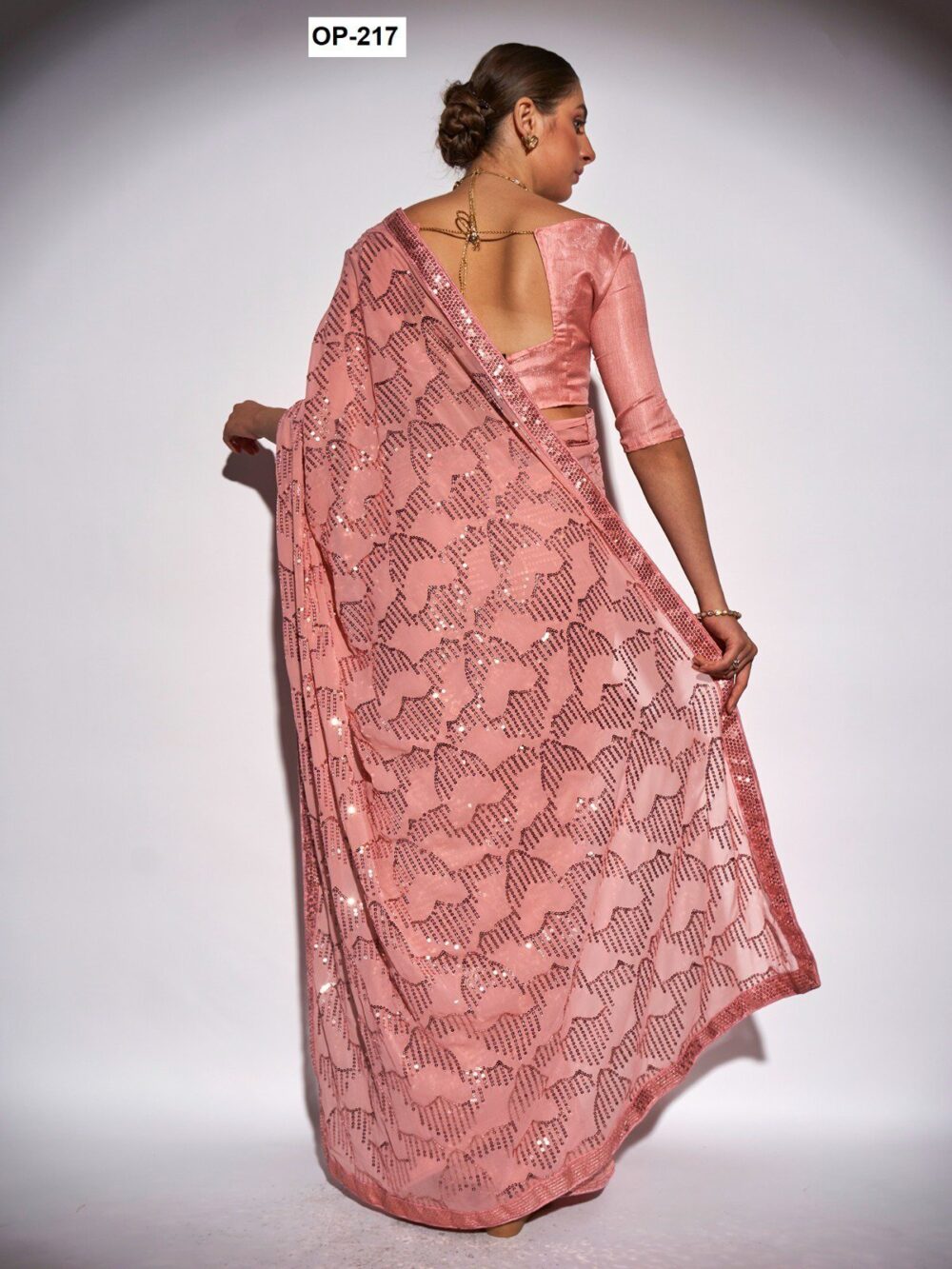LAXMINAM D.NO. OP-217 GEORGETTE DESIGNER PARTY WEAR SAREES ONLINE - Image 2