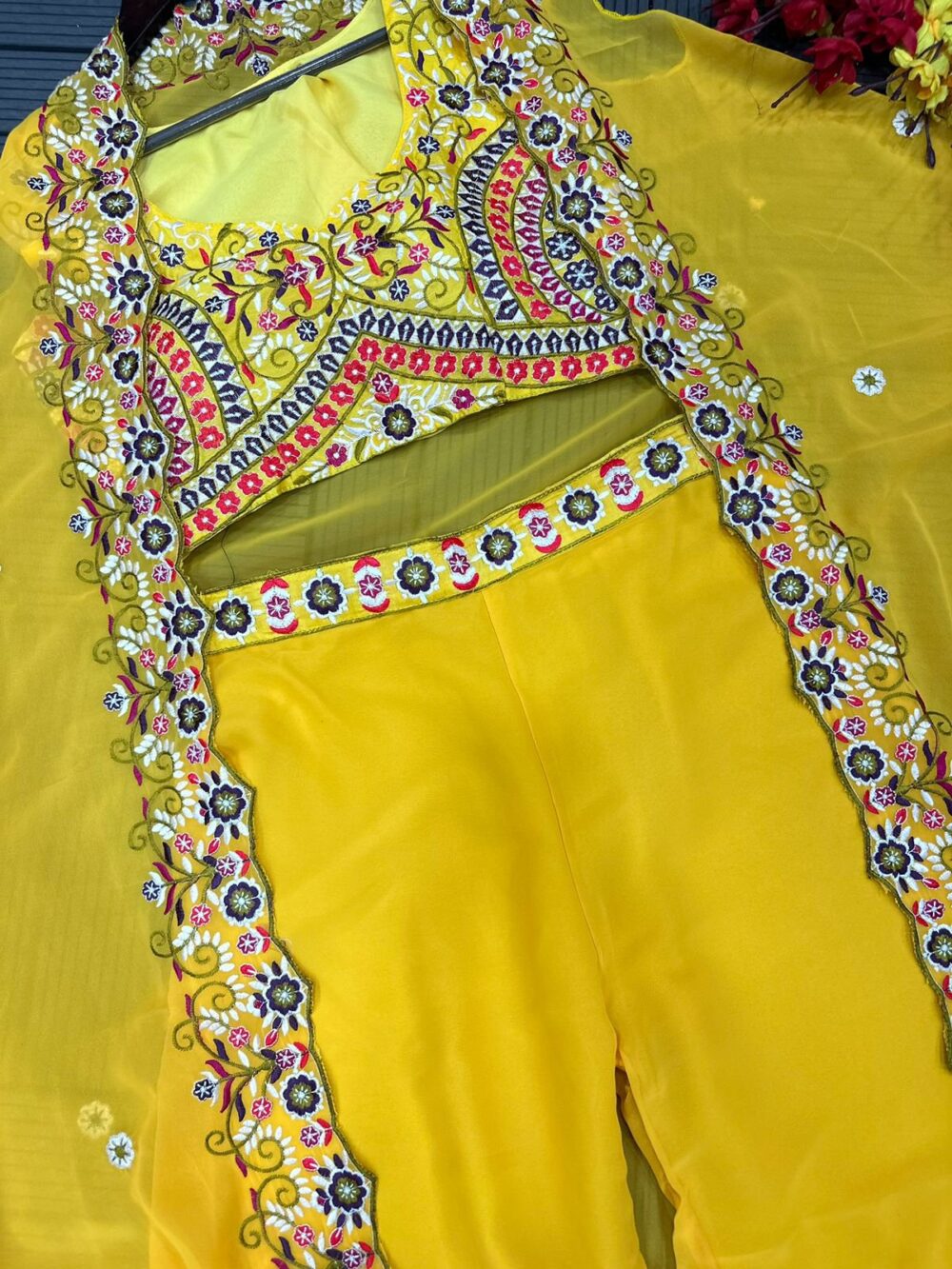 HALDI RASHAM SPECIAL GEORGETTE INDO WESTERN SHARARA READYMADE SETS - Image 4