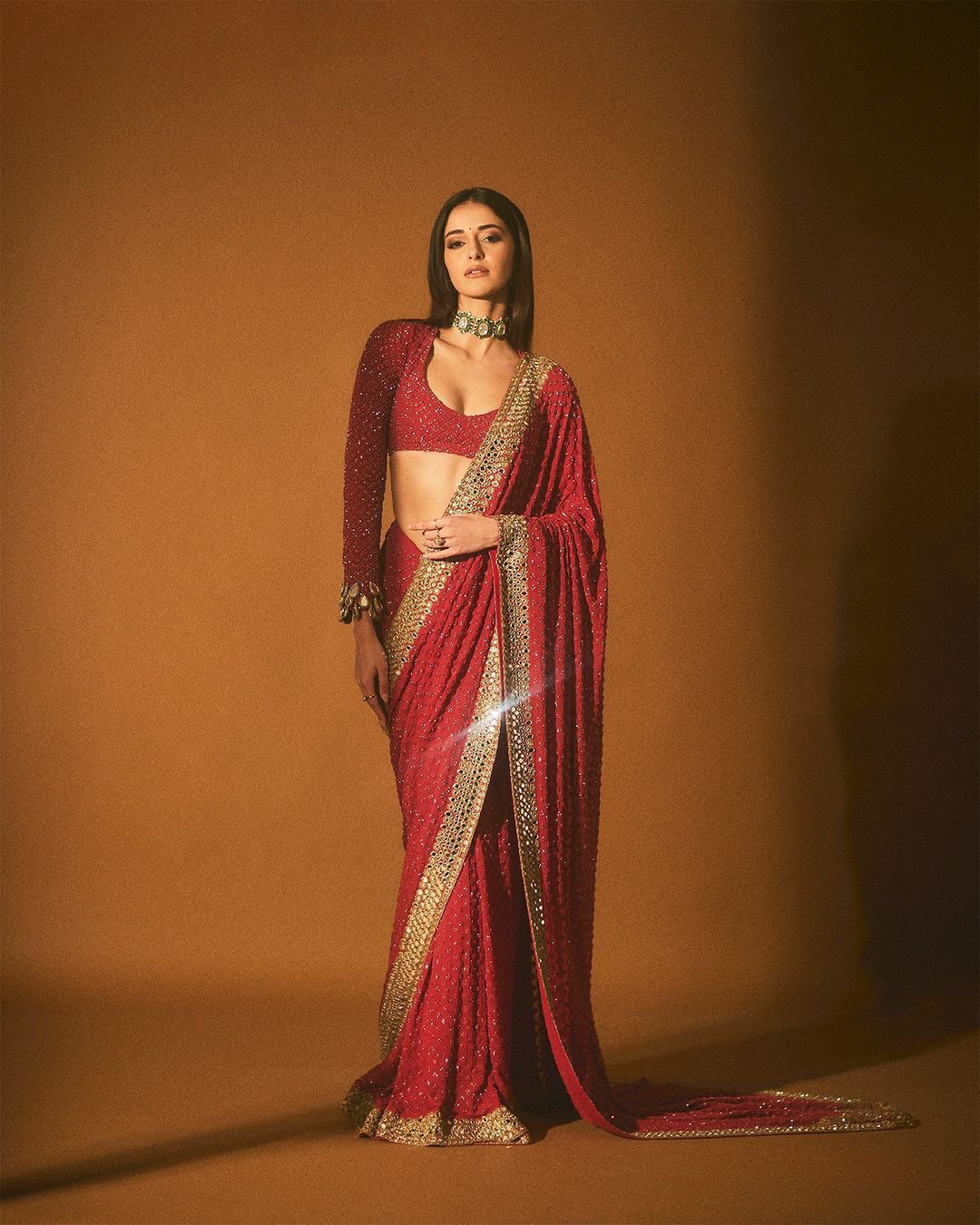 KD 427 FAUX GEORGETTE RED COLOR DESIGNER PARTY WEAR SAREES ONLINE - Image 3