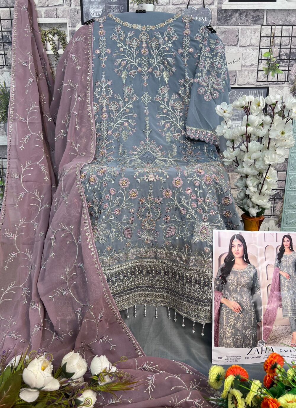 ZAHA ZARINA VOL-3 10225 ABC GEORGETTE EMBROIDERED PAKISTANI PARTY WEAR SUITS - Image 6
