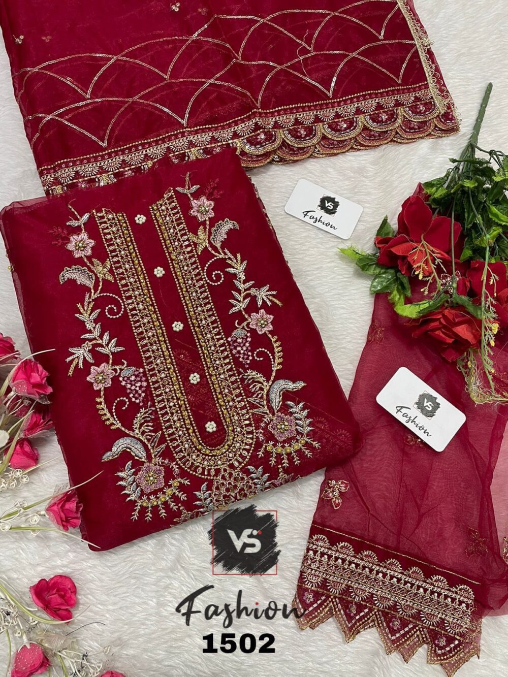 VS FASHION 1502 ORGANZA EMBROIDERY PAKISTANI SUITS ONLINE - Image 5