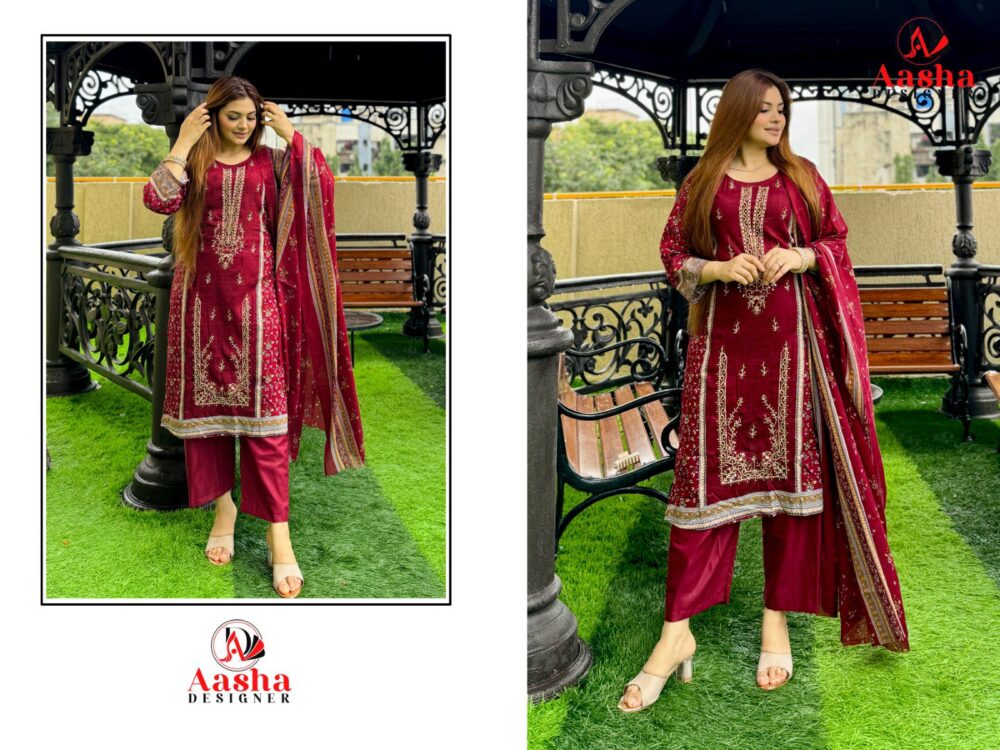 AASHA DESIGNER RIWAYAT 1101 TO 1103 SERIES PURE COTTON SELF EMBROIDERY PAKISTANI LAWN COLLECTION - Image 3