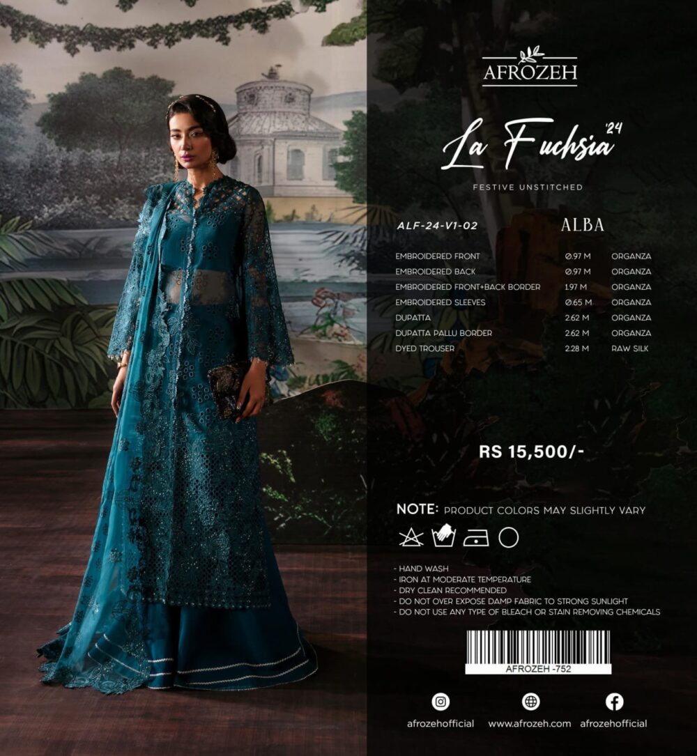 AFROZEH LAFUCHSIA 2024 FESTIVE EMBROIDERED PAKISTANI ORIGINAL COLLECTIONS - Image 3